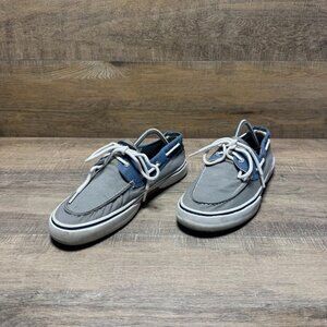 Sperry Bahama Gray/Blue Canvas Boat Shoes Men's Size 10